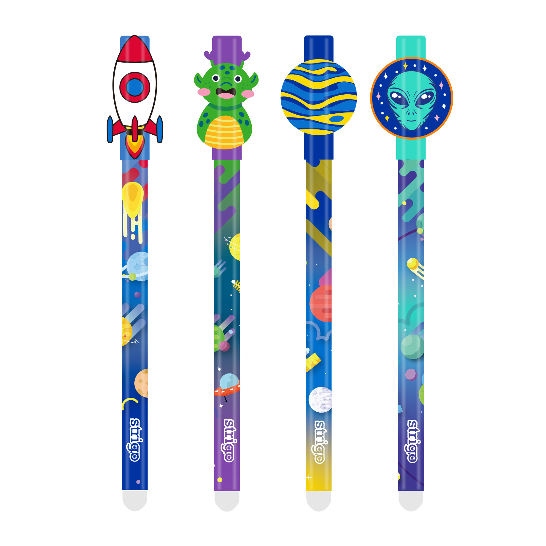 Set 4 pixuri Strigo cerneala cu stergere  SPACE 2