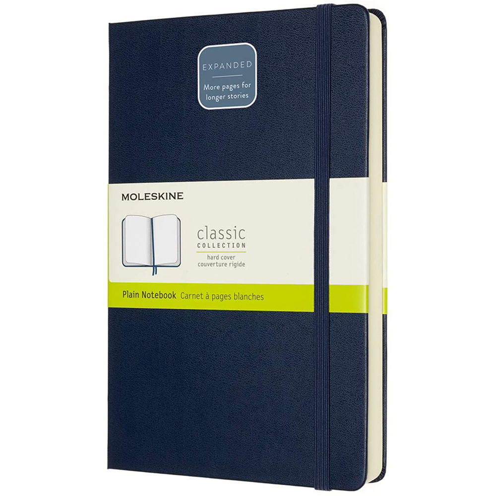 Agenda Moleskine Expanded Large Plain Sapphire Blue 21 x 13 cm velina 400 file Moleskine imagine 2022 depozituldepapetarie.ro