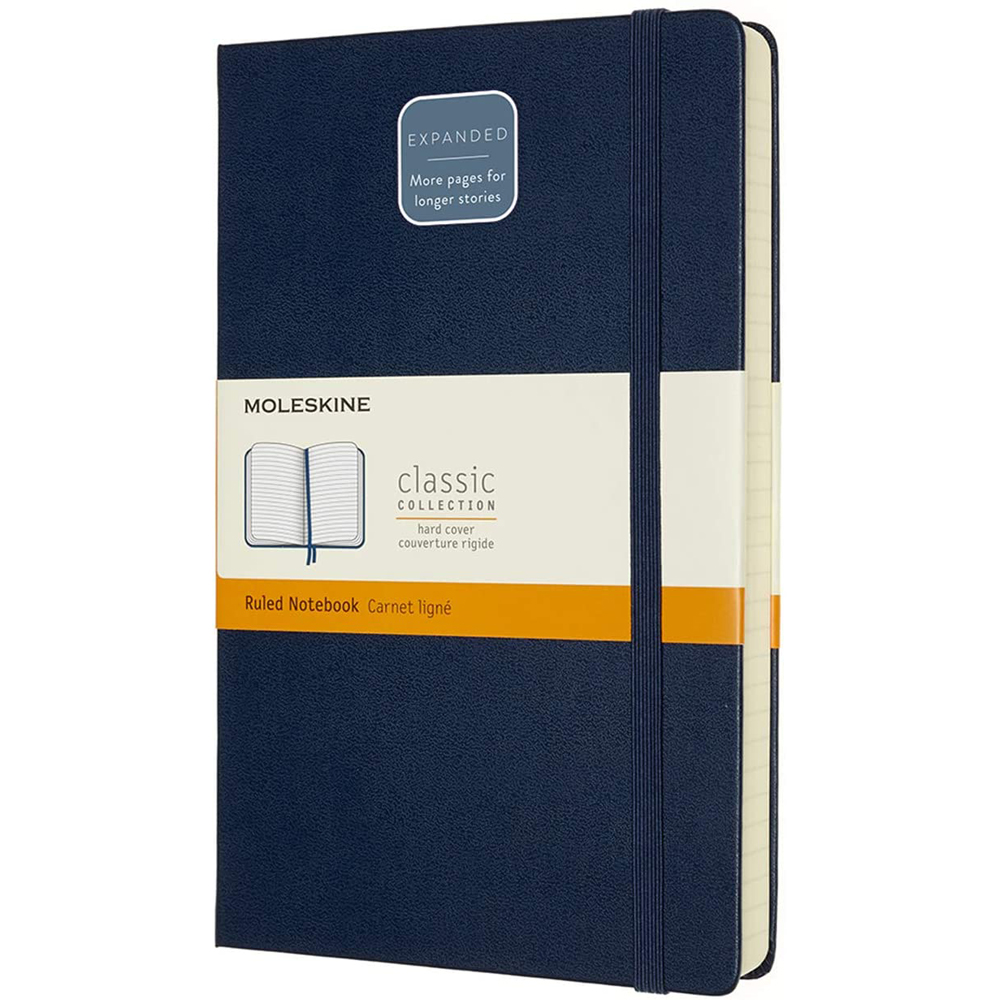 Agenda Moleskine Expanded Large Ruled Sapphire Blue 21.1 x 13.3 cm dictando 400 file Moleskine imagine 2022 depozituldepapetarie.ro