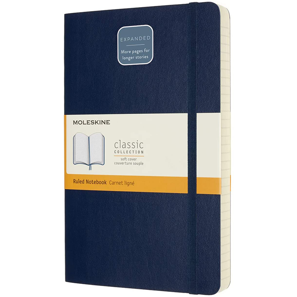 Agenda Moleskine Expanded Large Ruled Sapphire Blue 21.1 x 21.3 cm dictando 400 file Moleskine imagine 2022 depozituldepapetarie.ro