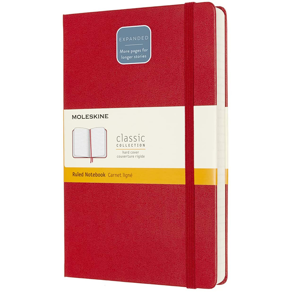 Agenda Moleskine Expanded Large Ruled Scarlet Red 21.1 x 13.5 cm dictando 400 file Moleskine imagine 2022 depozituldepapetarie.ro
