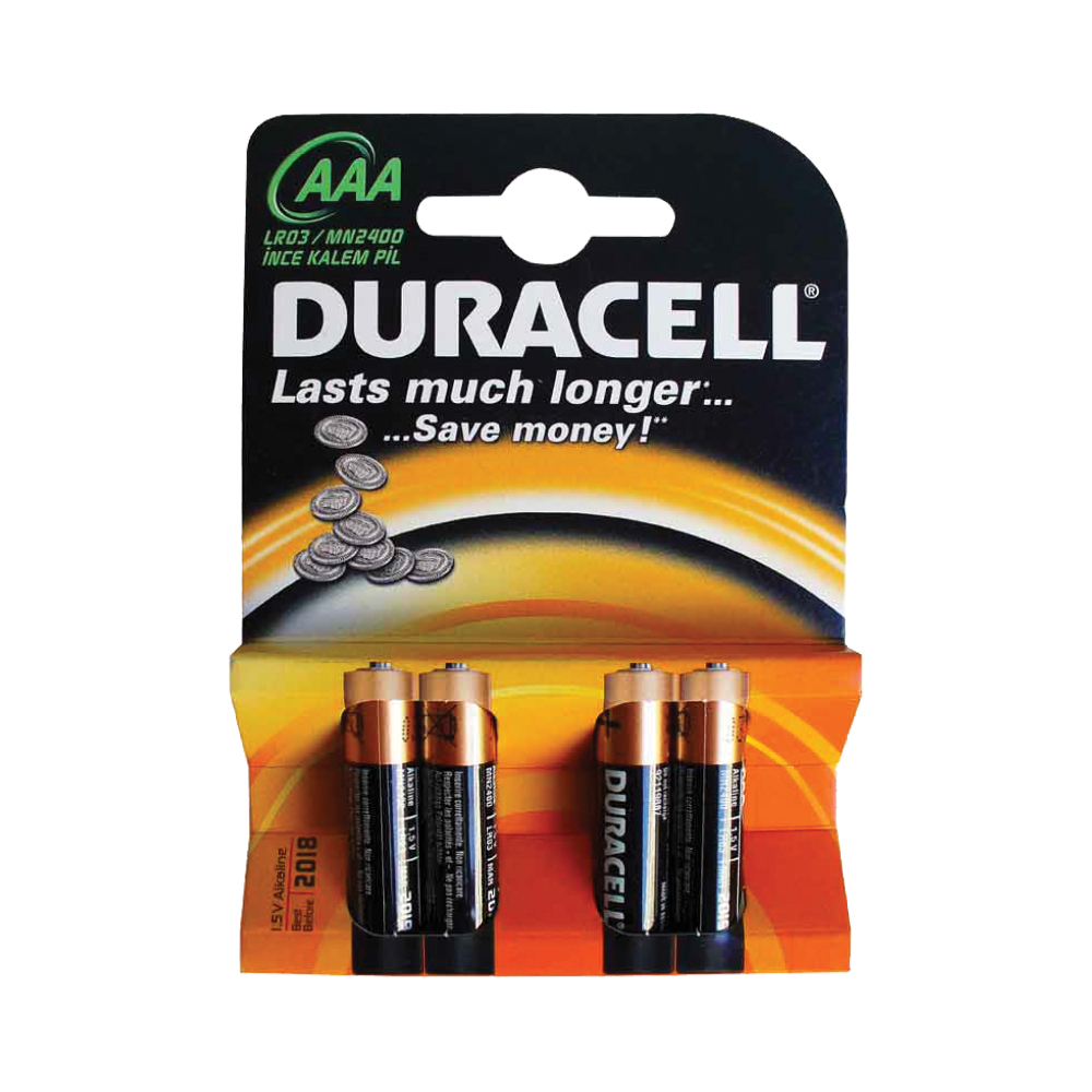 Baterii Duracell Basic LR03 AAA alcaline 1.5 V 4 bucati/set