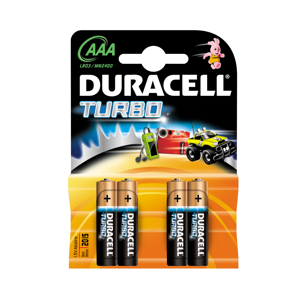 Baterii Duracell Turbo LR03 AAA alcaline 1.5 V 4 bucati/set Duracell imagine 2022 depozituldepapetarie.ro
