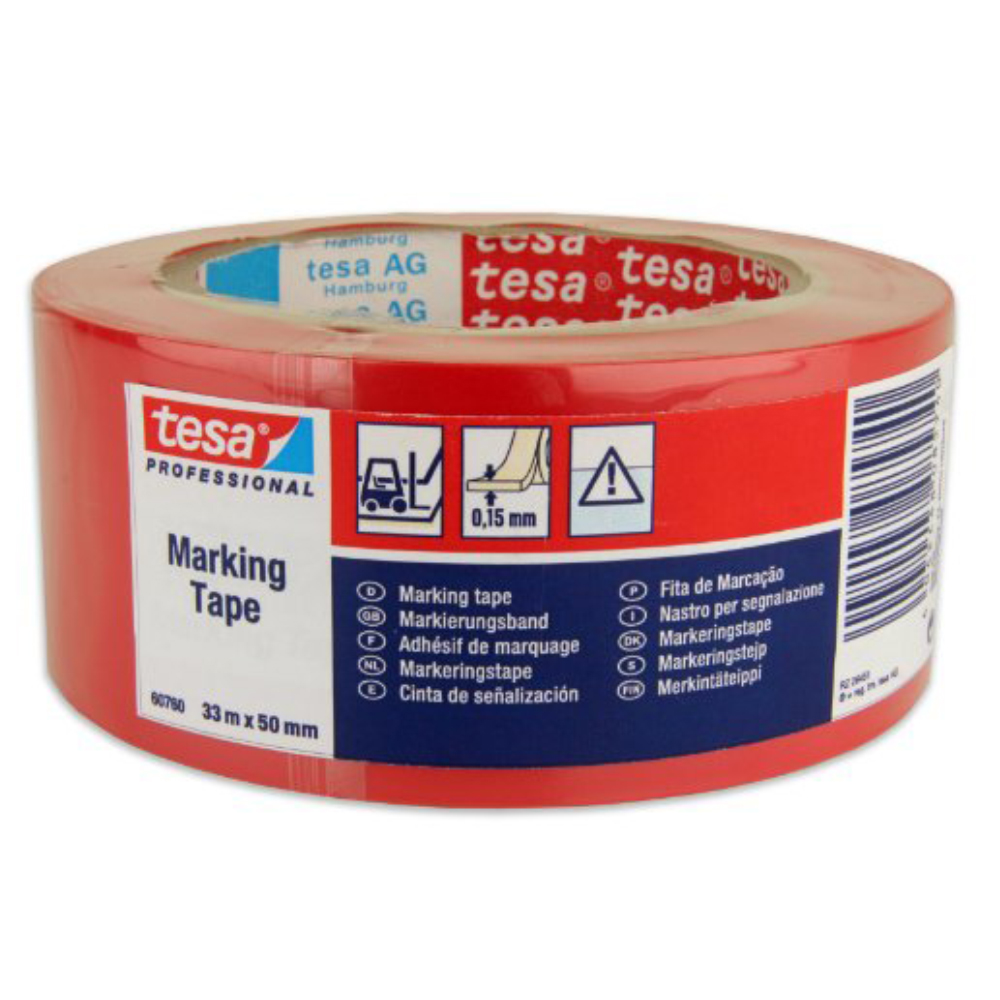 Banda adeziva de marcare Tesa  rosie  50 mm x 33 m