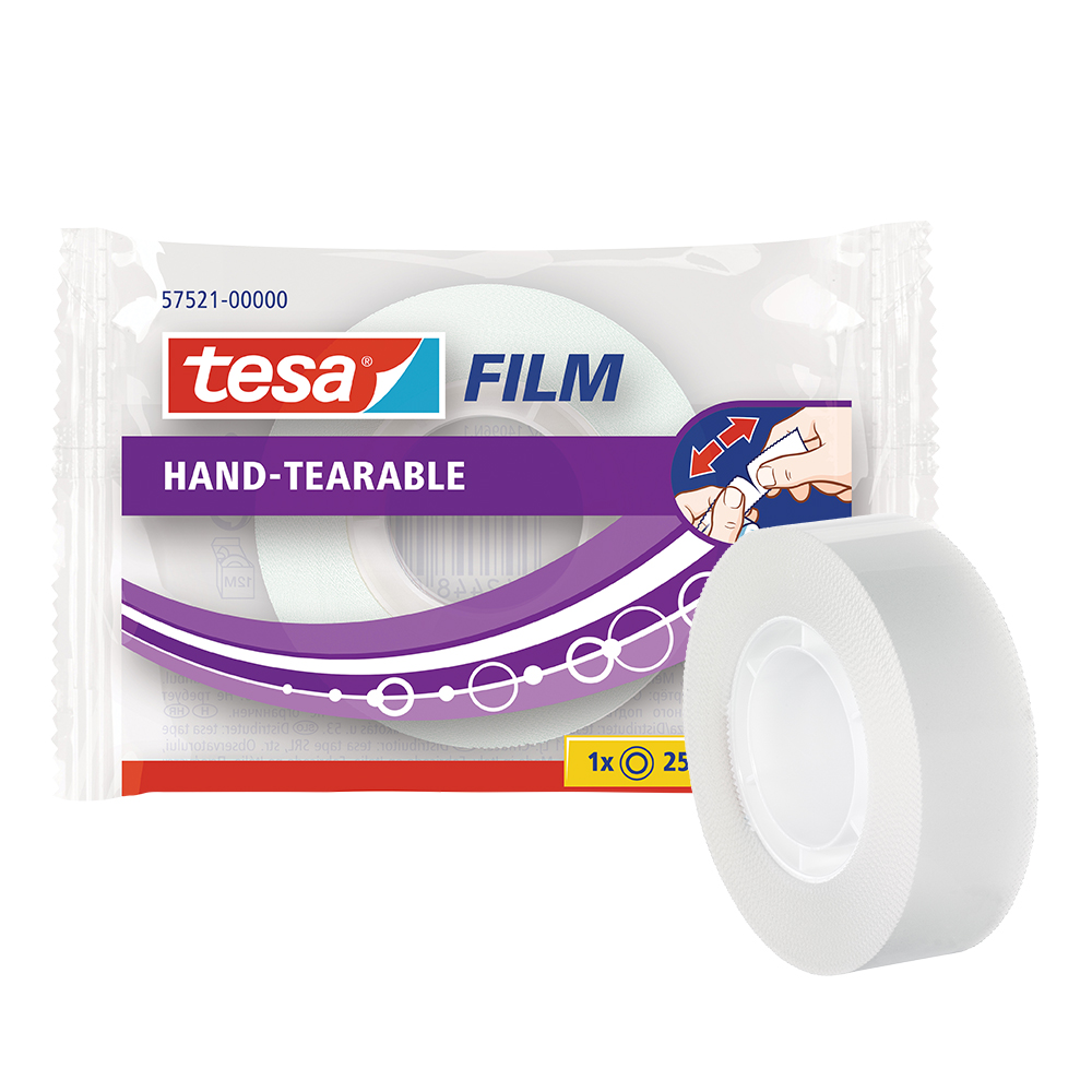 Banda adeziva Tesa Hand-Tearable 25 m x 19 mm sanito.ro