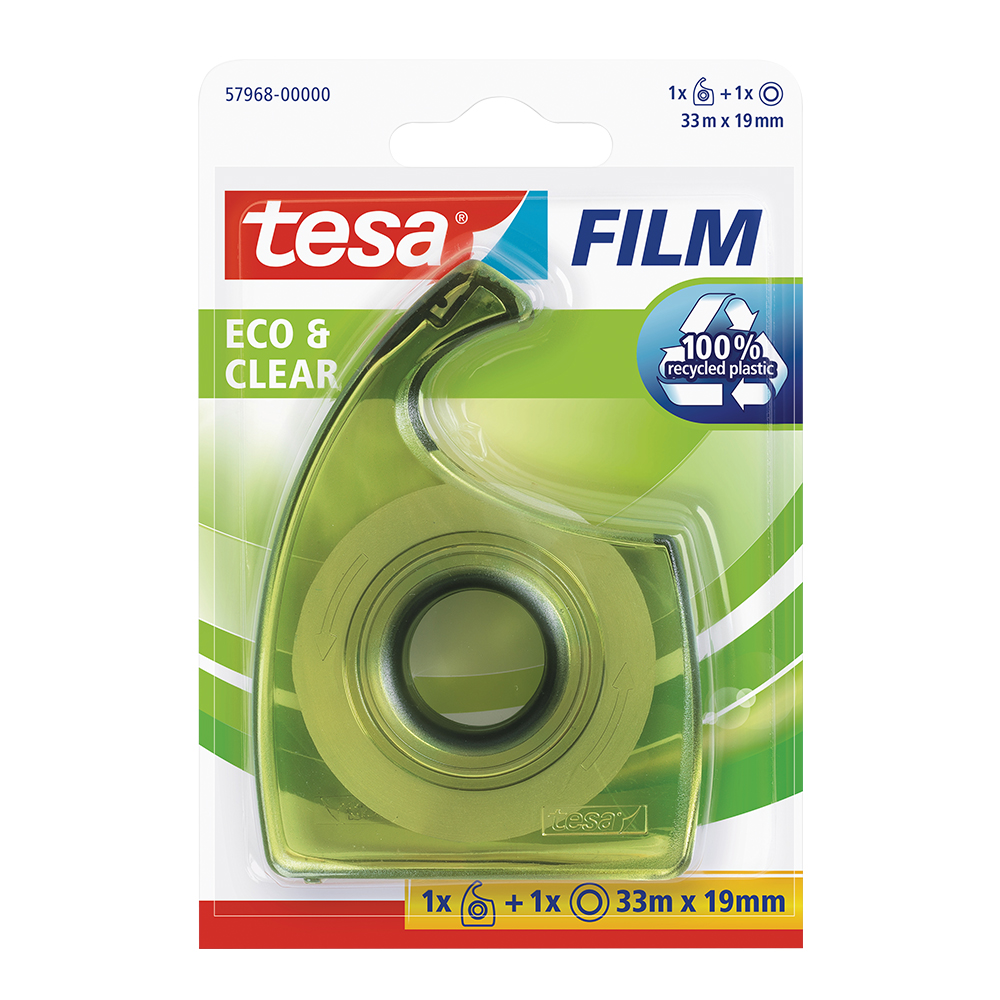 Banda adeziva Tesa transparenta  19 mm x 33 m  cu dispenser EasyCut
