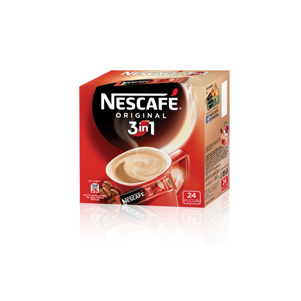Cafea solubila 3 in 1 Nescafe Original 24 plicuri/cutie Nescafe imagine 2022 depozituldepapetarie.ro