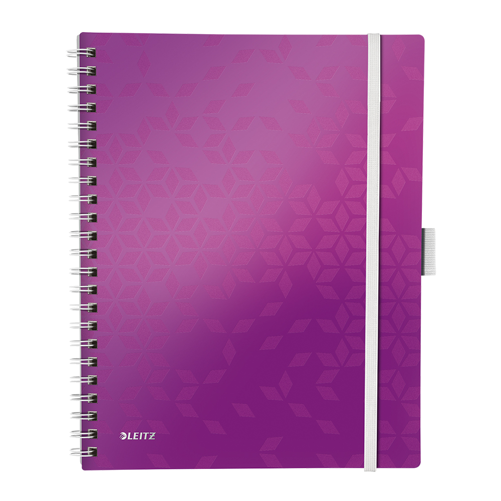 Caiet de birou leitz wow be mobile pp a4 cu spira matematica mov metalizat