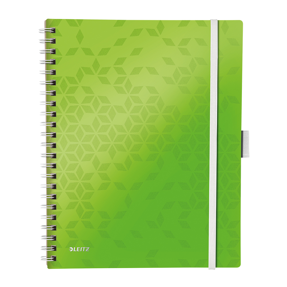 Caiet de birou leitz wow be mobile pp a4 cu spira matematica verde metalizat