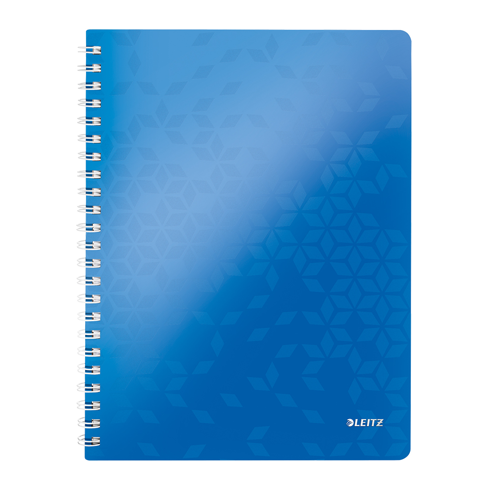 Caiet de birou Leitz WOW  PP  A4  cu spira  matematica  albastru metalizat