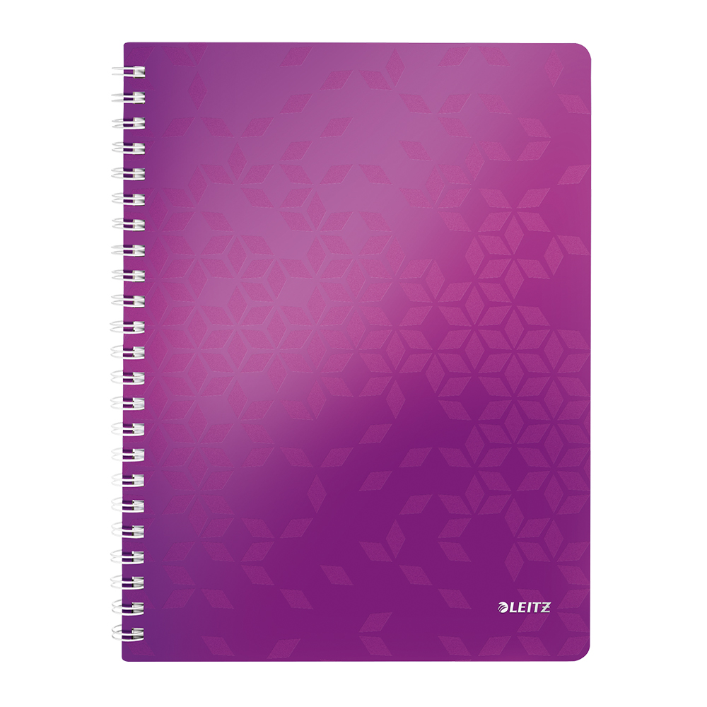 Caiet de birou Leitz WOW  PP  A4  cu spira  matematica  mov metalizat