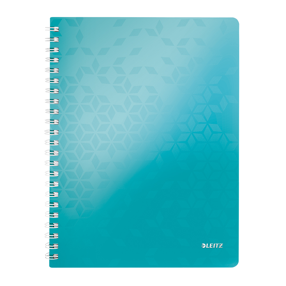 Caiet de birou Leitz WOW  PP  A4  cu spira  matematica  turcoaz metalizat
