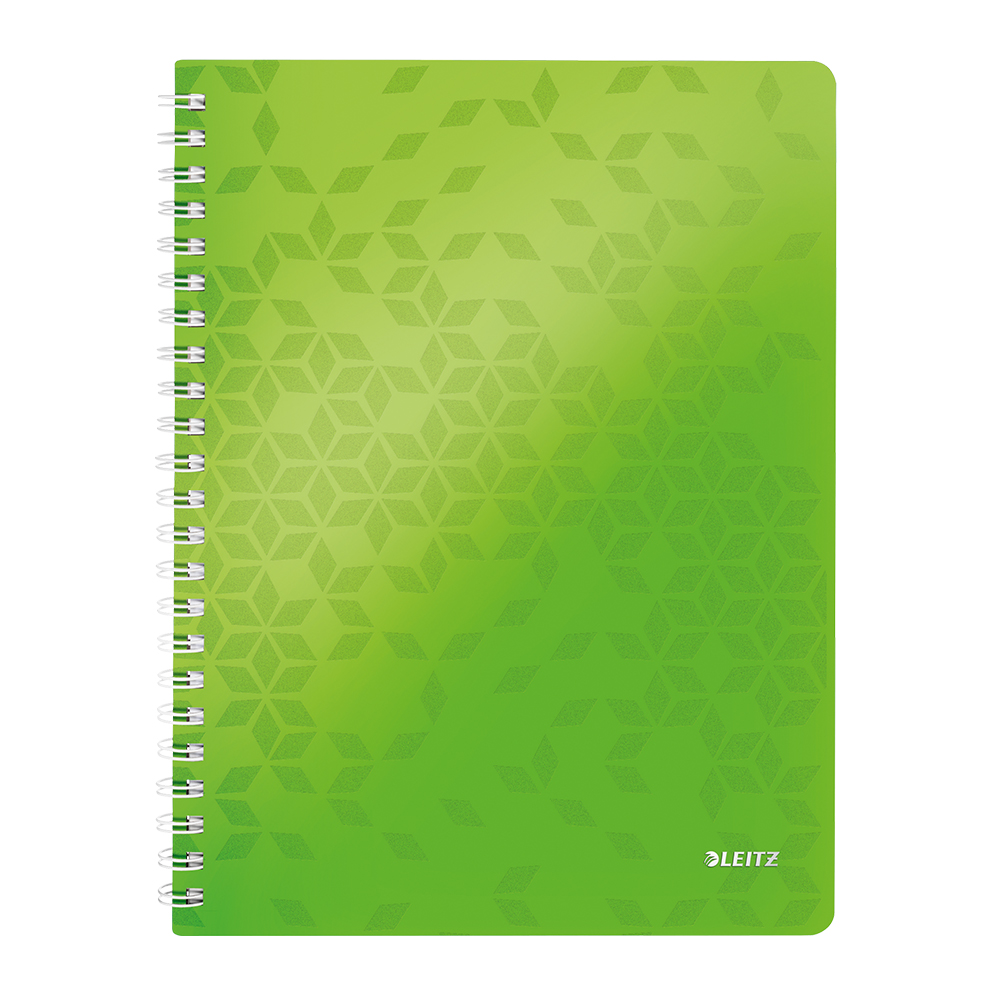 Caiet de birou Leitz WOW  PP  A4  cu spira  matematica  verde metalizat