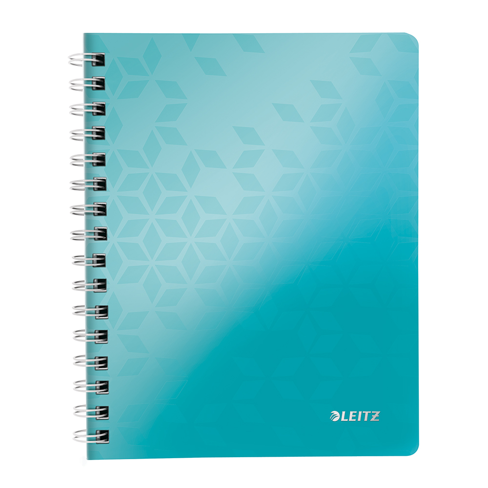 Caiet de birou Leitz WOW  PP  A5  cu spira  matematica  turcoaz metalizat
