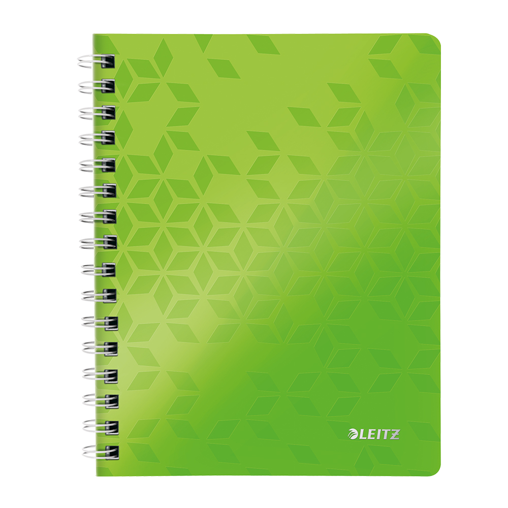 Caiet de birou Leitz WOW  PP  A5  cu spira  matematica  verde metalizat