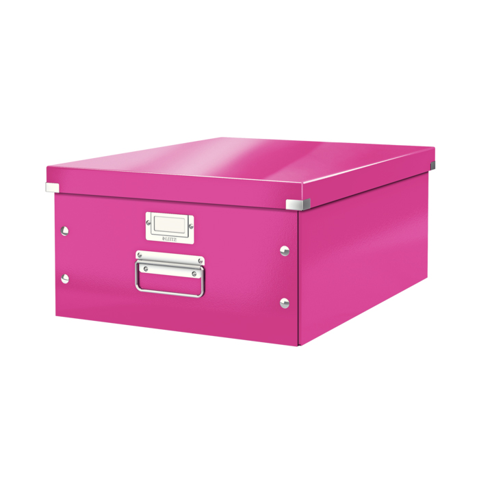 Cutie depozitare Leitz WOW Click & Store carton laminat mare roz Leitz