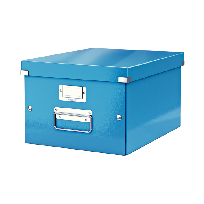 Cutie depozitare Leitz WOW Click & Store  carton laminat  medie  albastru