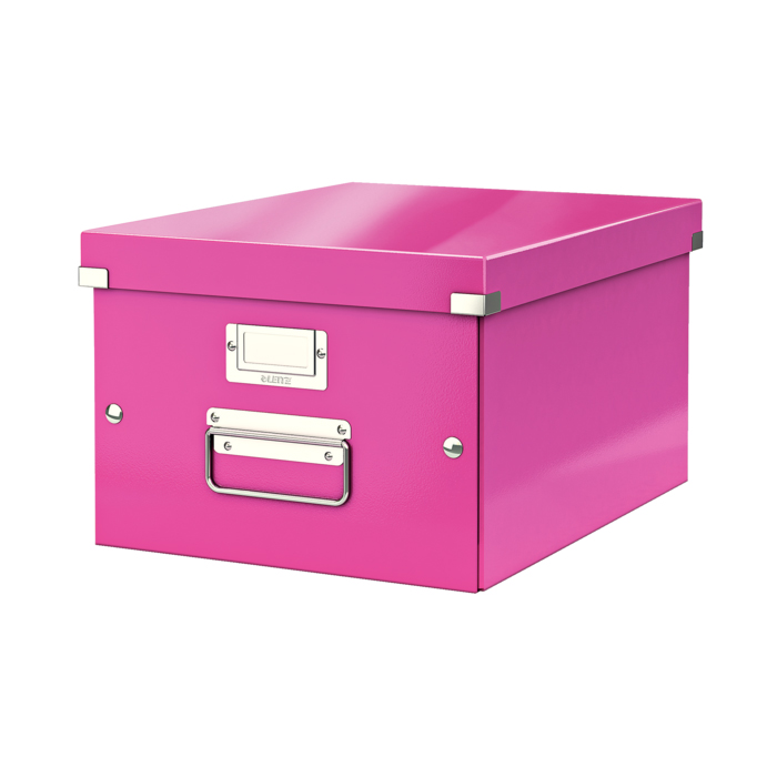 Cutie depozitare leitz wow click   store carton laminat medie roz