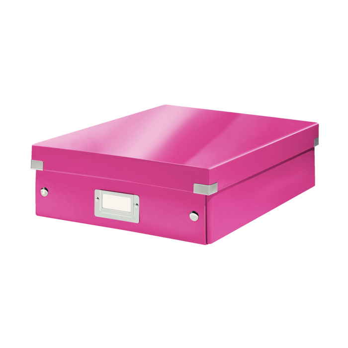 Cutie depozitare leitz wow click   store organizer carton laminat medie roz