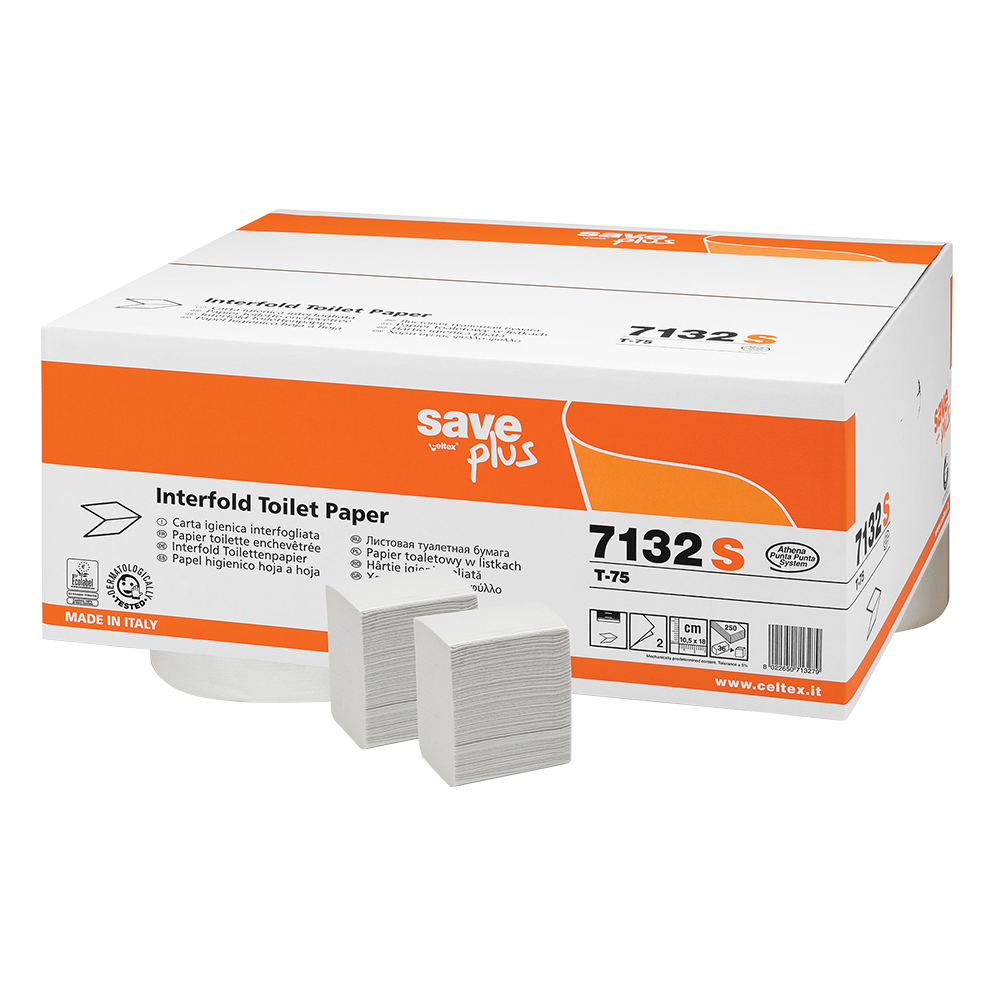 Rezerva hartie igienica intercalata  Celtex 7132S  2 straturi  alba  250 portii/pachet  36 pachete/cutie