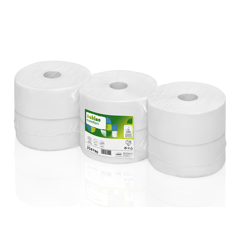 Rezerva hartie igienica Wepa Jumbo Comfort  alba  2 straturi  320 m/rola  6 role/bax