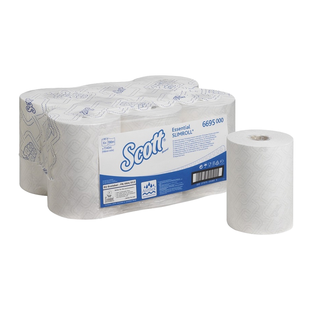 Rezerva prosoape in rola Kimberly-Clark Scott Slim  alb  190 m/rola  6 role/bax