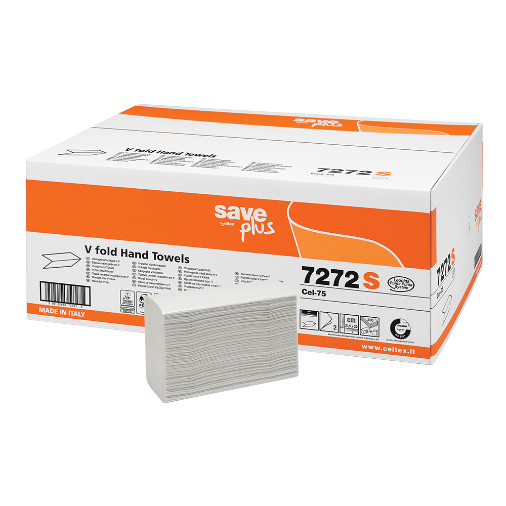 Rezerva prosoape pliate Celtex 7272S 2 straturi 21.5 x 22 cm alb 200 buc/pachet 15 pachete/cutie 200