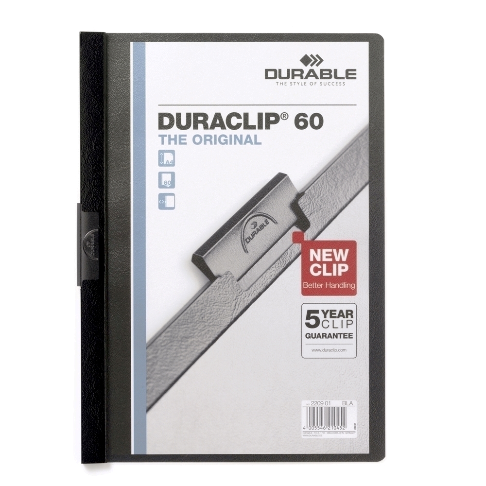 Dosar de prezentare Durable Duraclip  60 coli  negru