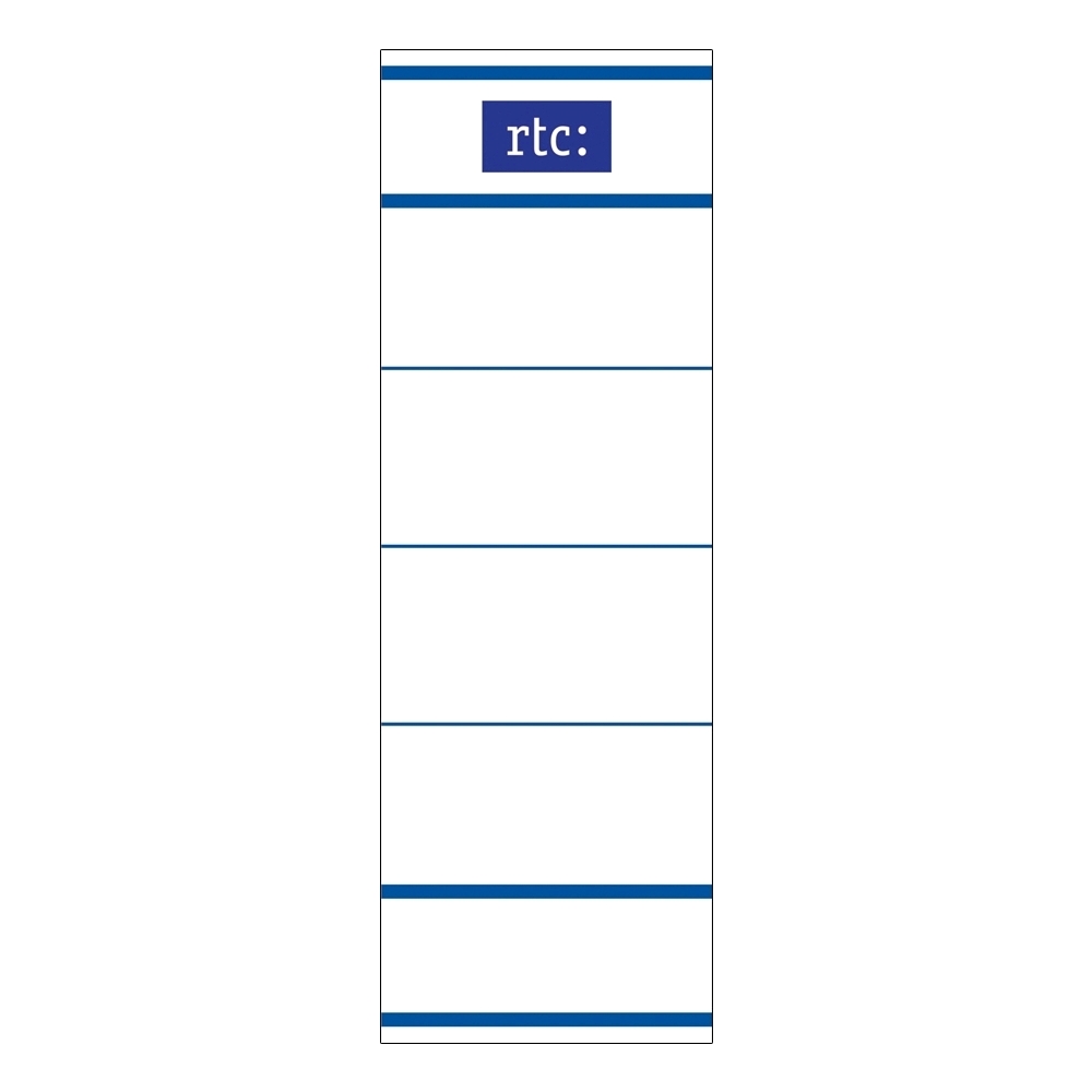 Etichete RTC din carton pentru bibliorafturi 45 x 142 mm alb