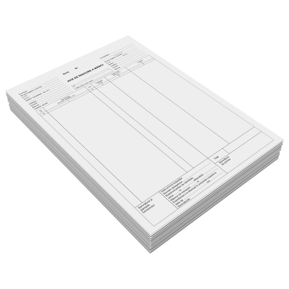 Aviz de insotire a marfii autocopiativ A4 50 file 3 exemplare 3 bucati/set