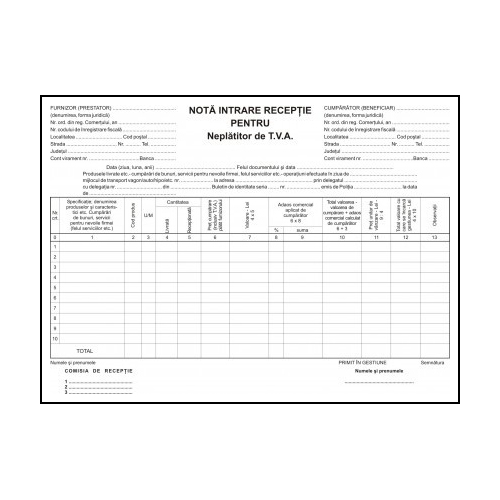 Nir neplatitor tva carnet 100 file 3 bucati/set