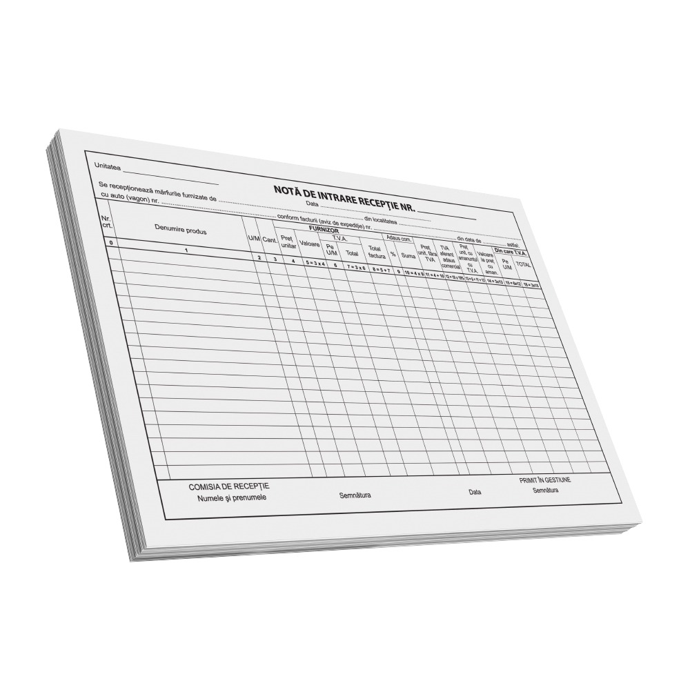 Nota de intrare-receptie A4 100 file fata 3 bucati/set