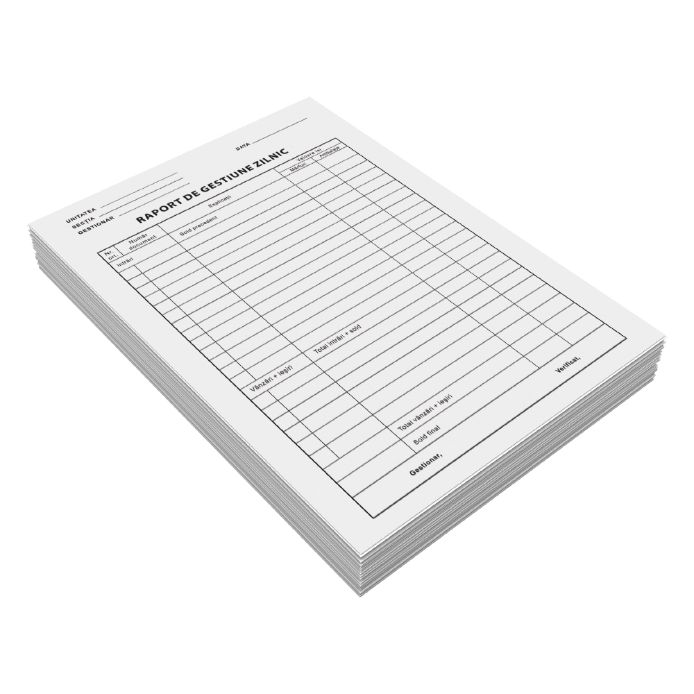 Raport gestiune zilnic a4 100 file fata 3 bucati/set