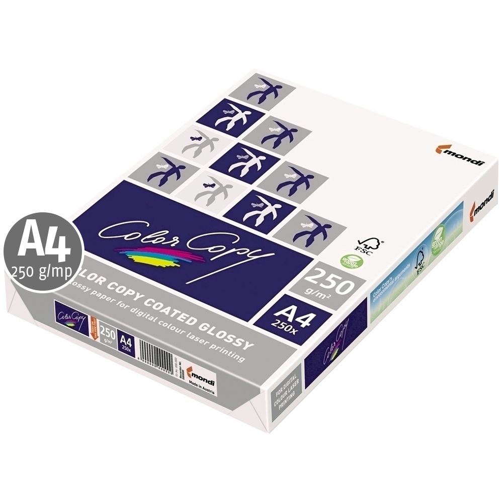 Hartie mondi color copy lucios a4 250 g/mp 250 coli/top