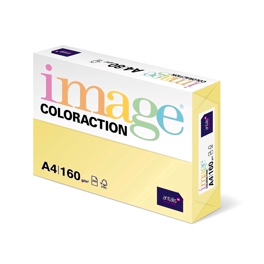 Carton color Coloraction A4 160 g/mp galben pal-desert 250 coli/top Antalis imagine 2022 caserolepolistiren.ro