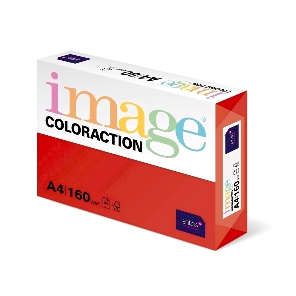 Carton color Coloraction A4 160 g/mp rosu-Chile 250 coli/top Antalis