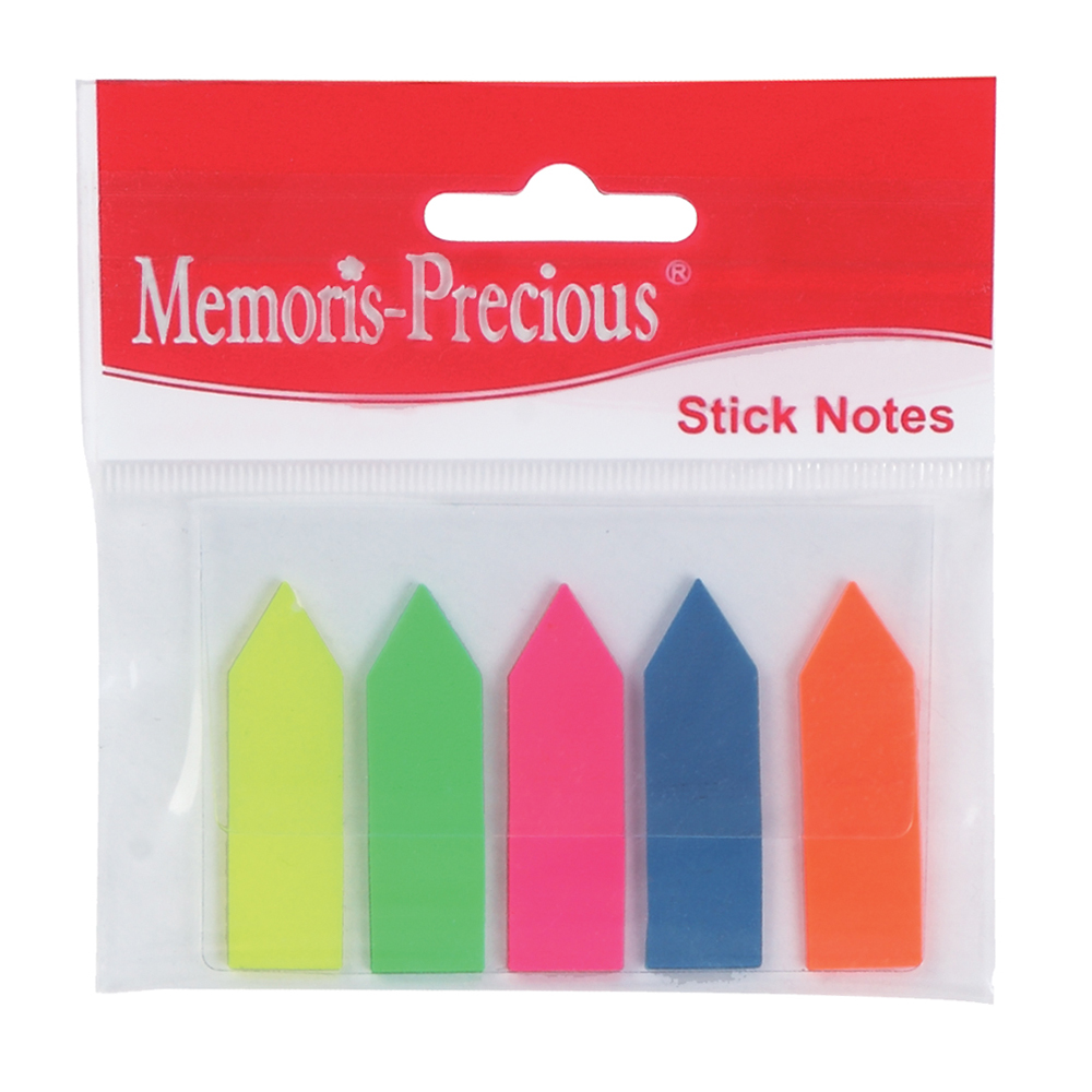 Index Memoris - Precious  autoadeziv  plastic  forma sageata   12 x 45 mm  5 culori/set  25 file/culoare