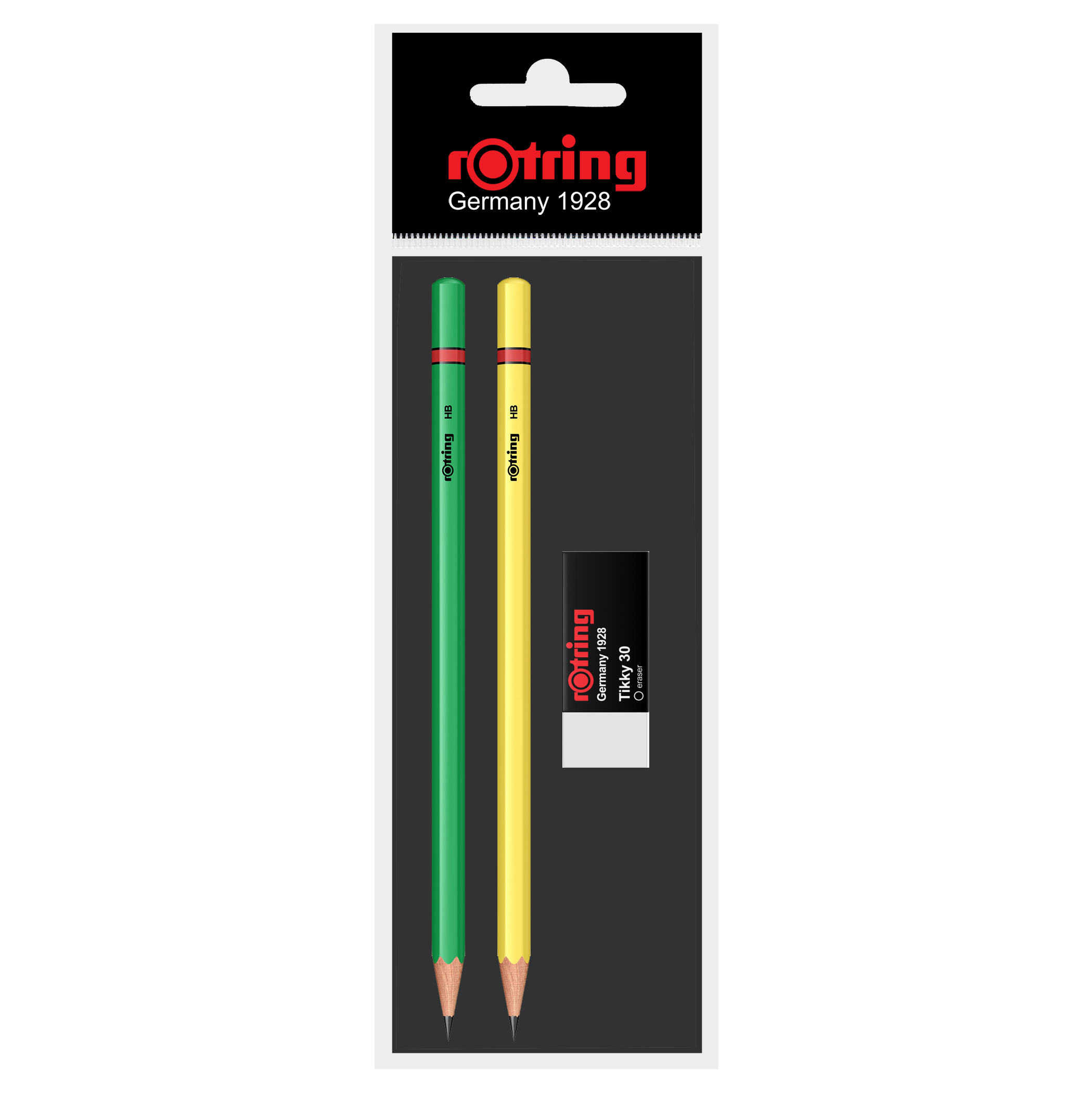 Set rotring 2 creioane lemn hb standard + radiera