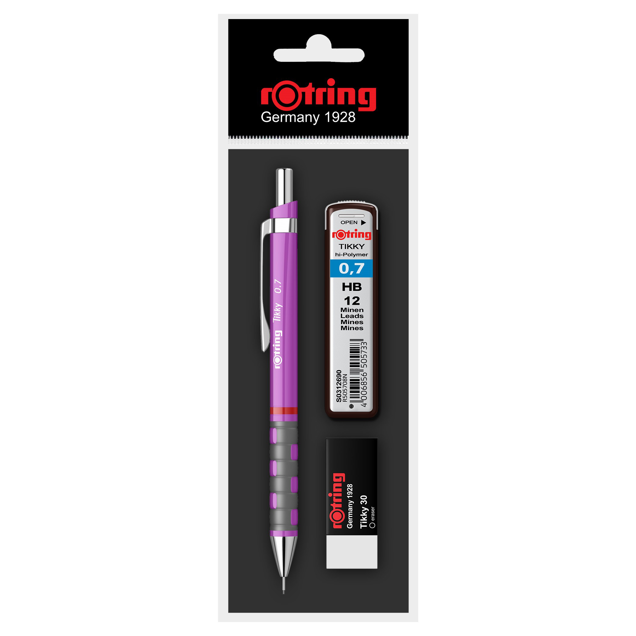 Set Rotring creion mecanic 0.7  diverse culori  mina 0.7  radiera