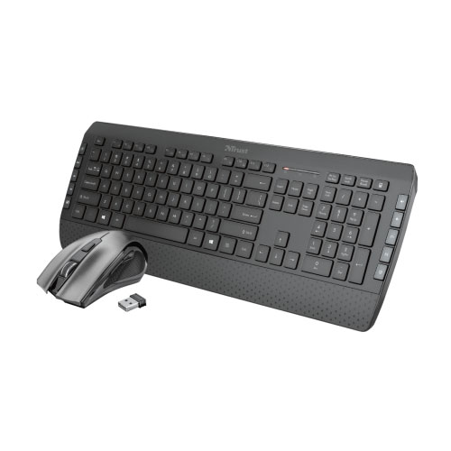 Kit mouse si tastatura wireless Trust Tecla 2 receiver USB negru sanito.ro