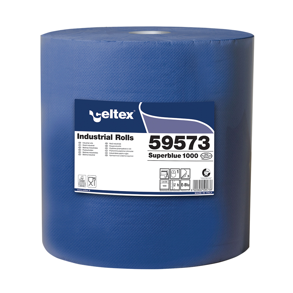 Rola lavete industriale Celtex Superblue 3 straturi hartie albastra 1000 portii/rola 1000