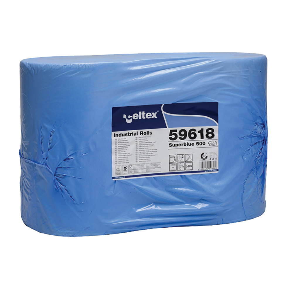 Rola lavete industriale Celtex 59618 3 straturi hartie albastra 500 portii/rola 2 role/set