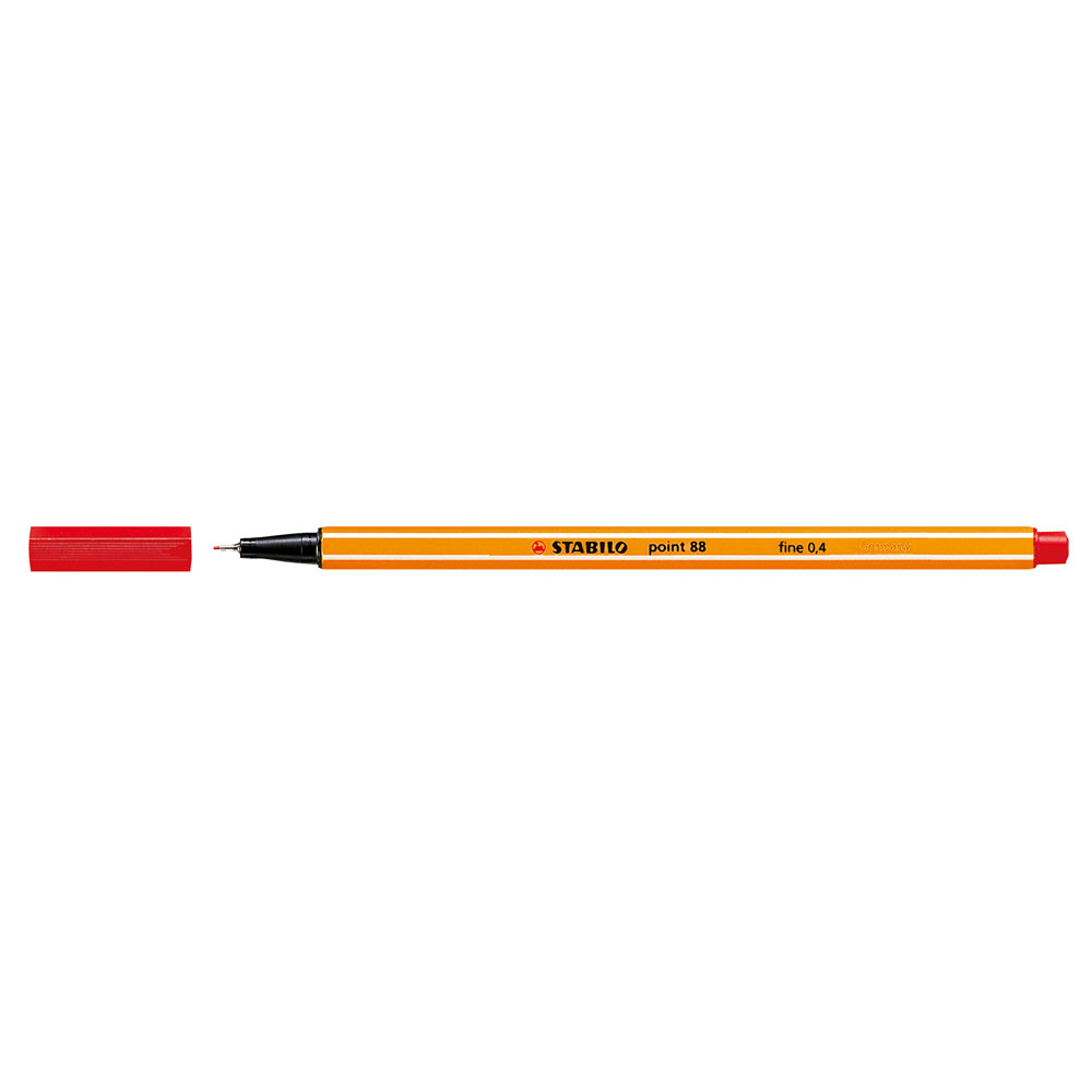 Liner Stabilo Point 88  varf fetru  0.4 mm  rosu