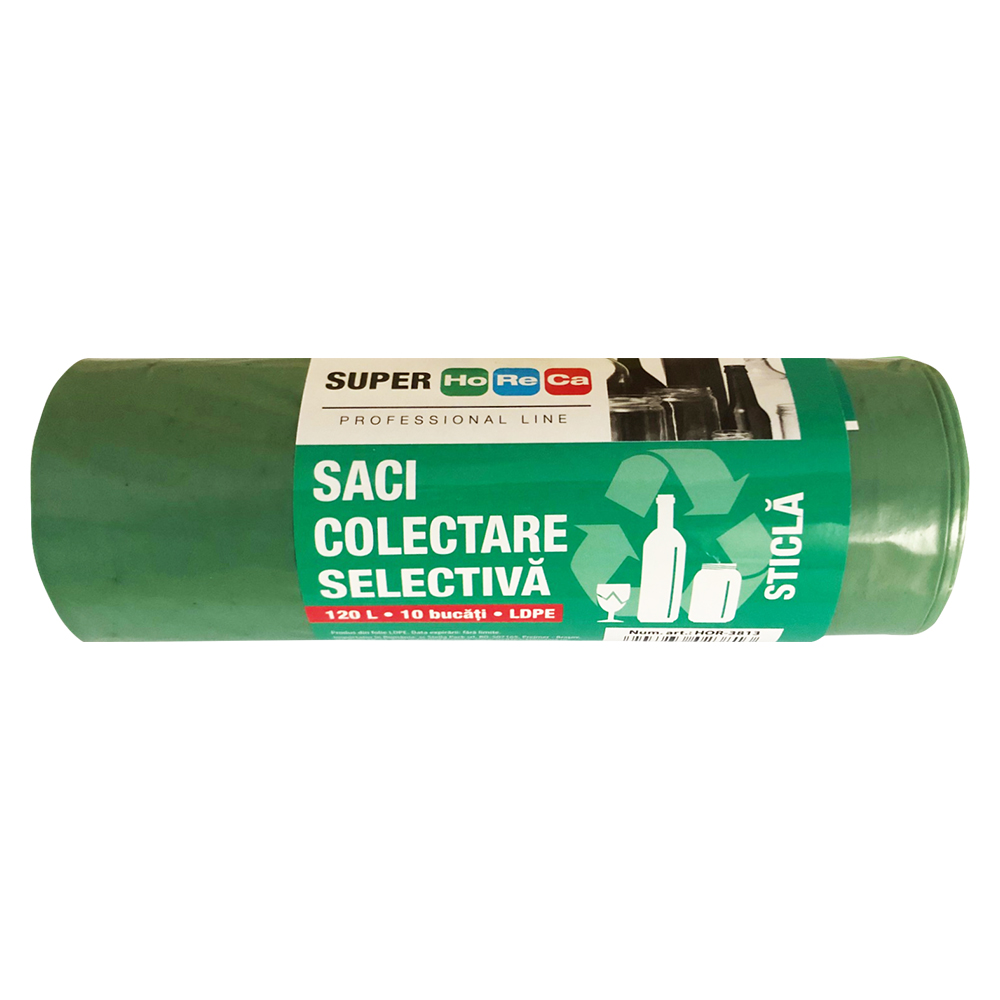 Saci menaj horeca verzi ldpe 30 microni 110 x 70 cm 120 l 10 bucati/set rezistenti din plastic
