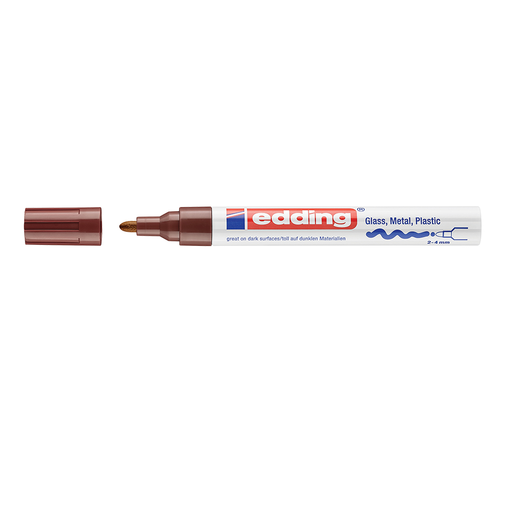 Marker Edding 750 cu vopsea corp metalic varf 2-4mm maro  rezistent  durabil  varf rotund