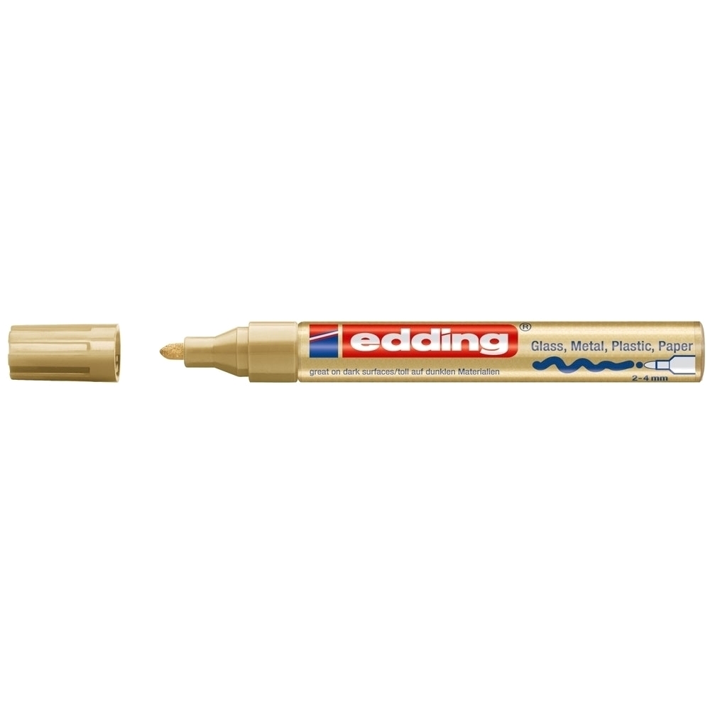 Marker permanent Edding 750 cu vopsea corp metalic varf rotund 2-2-4 mm auriu