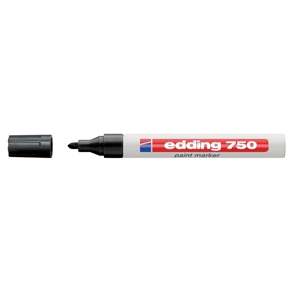 Marker permanent Edding 750  cu vopsea  corp metalic  varf rotund  2-2-4 mm  negru