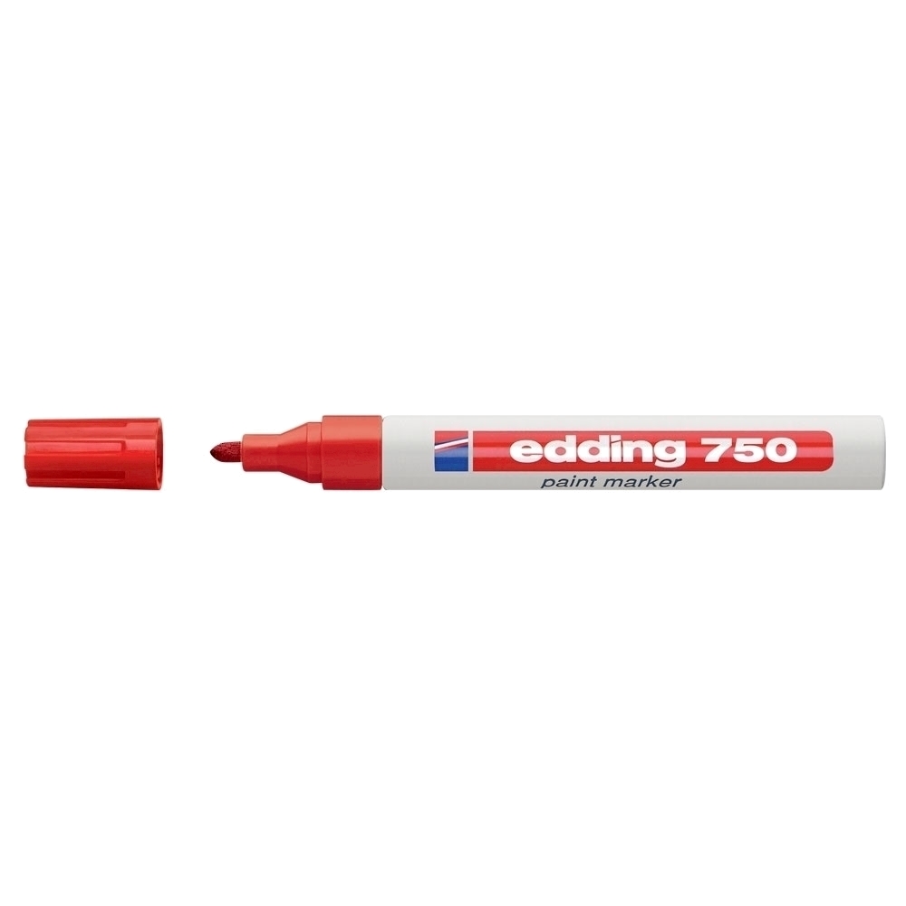 Marker permanent Edding 750  cu vopsea  corp metalic  varf rotund  2-2-4 mm  rosu