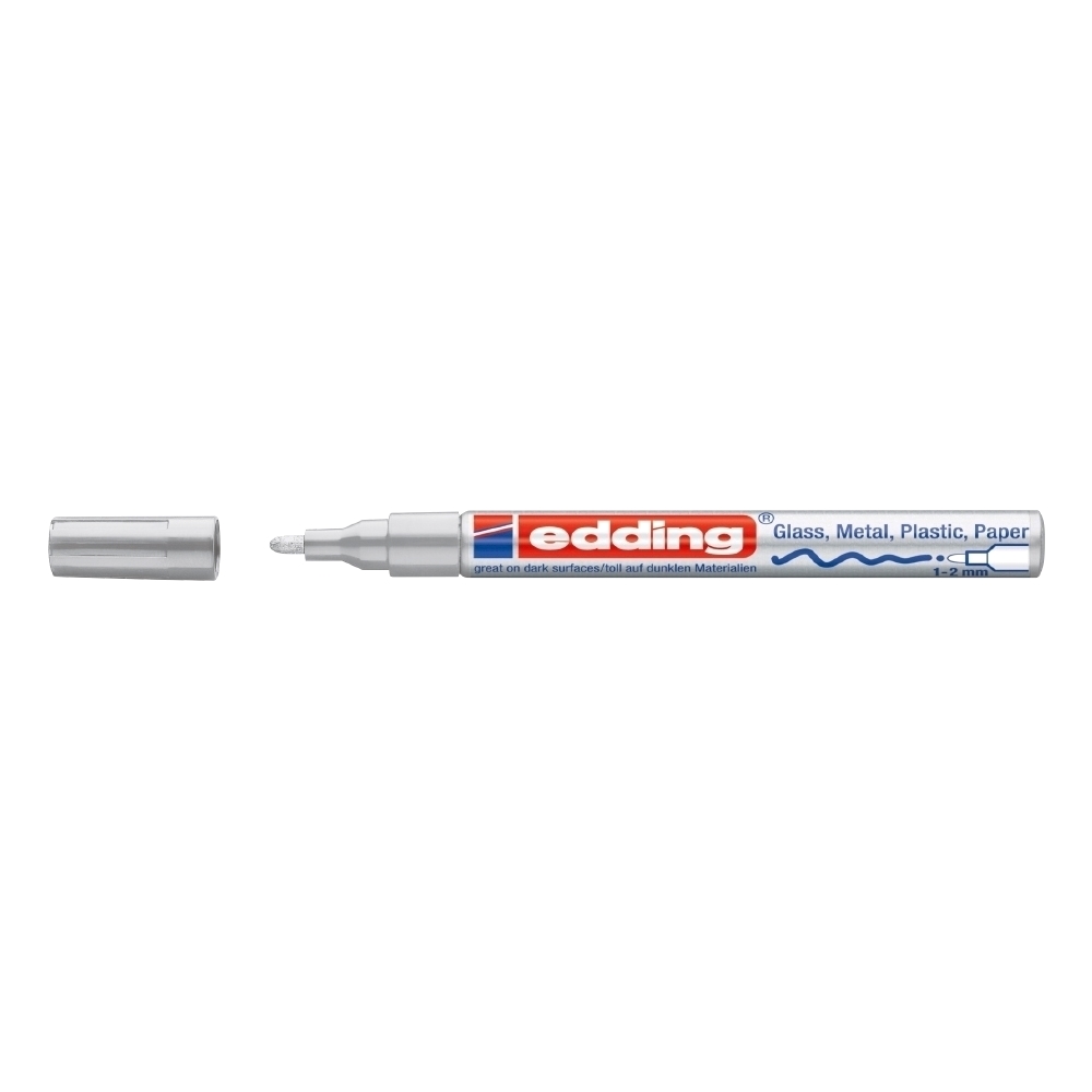 Marker permanent Edding 751 cu vopsea  corp metalic  varf rotund  1-2 mm  argintiu