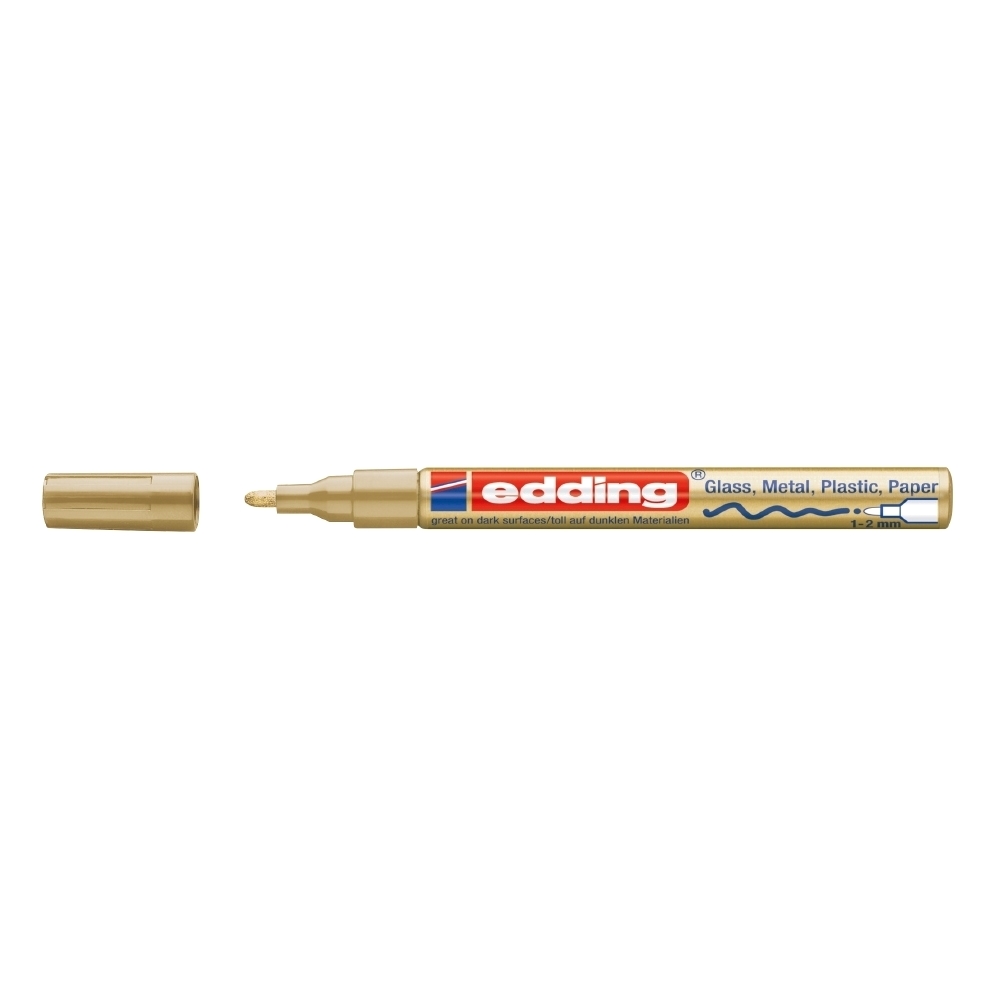 Marker permanent Edding 751 cu vopsea  corp metalic  varf rotund  1-2 mm  auriu
